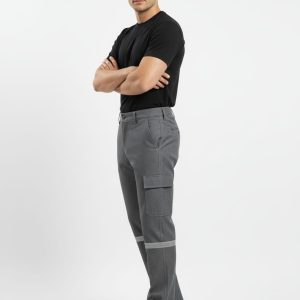 ArtıBir Tekstil Erkek İşçi Kot Pantolonu Reflektörlü Cepli Dayanıklı Denim Kumaş – Gri