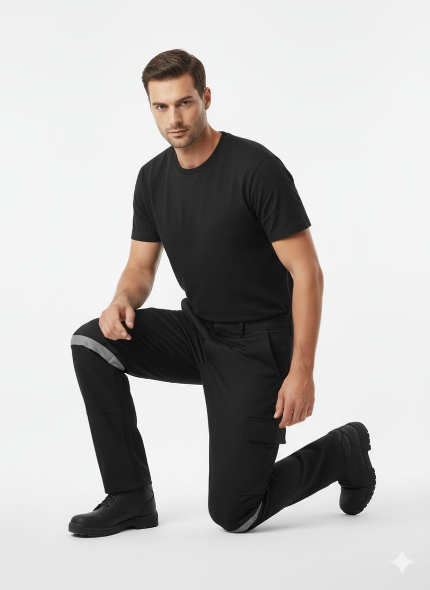 ArtıBir Tekstil Erkek İşçi Kot Pantolonu Reflektörlü Cepli Dayanıklı Denim Kumaş – Siyah