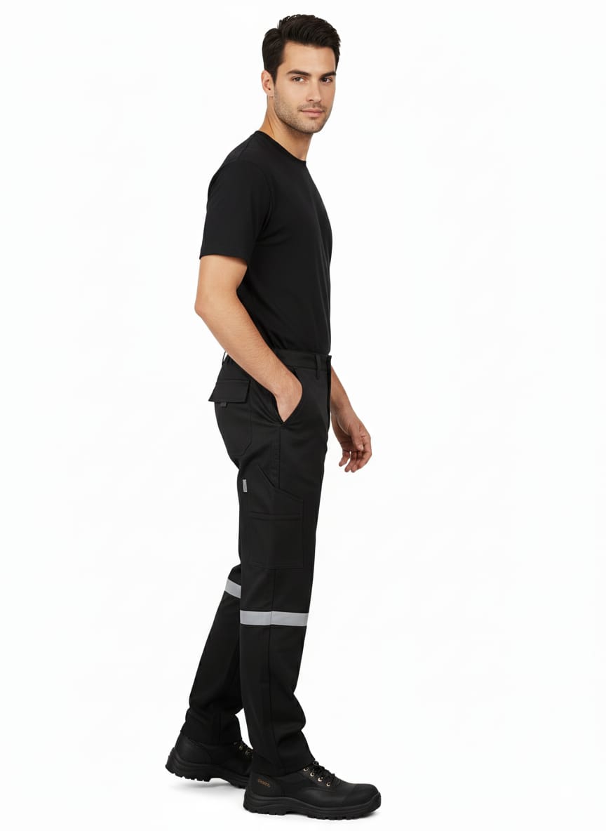 ArtıBir Tekstil Erkek İşçi Kot Pantolonu Reflektörlü Cepli Dayanıklı Denim Kumaş – Siyah