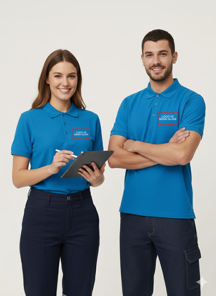 Artıbir Tekstil Kişiye ve Firmaya Özel Baskılı Mavi Polo Yaka Tişört – %100 Pamuk, Kurumsal & Promosyon Ürünleri İçin Uygun